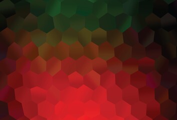 Dark Green, Red vector cover with set of hexagons.