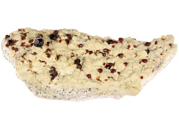 garnet on matrix from Lenchang Mine, Guangdong, China isolated on white background