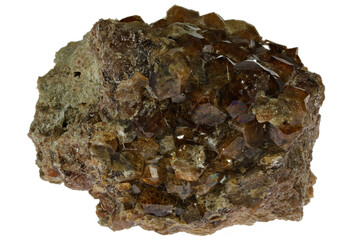 grossular on matrix from Bishop, Inyo County, California isolated on white background