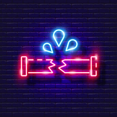 Hose burst for watering neon icon. Fire hose sign. Irrigation system, watering system, hose and accessories glowing symbols. Vector illustration for design, website, advertising, store, goods.