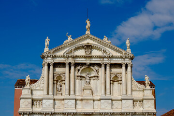 Front side of Santa Maria degli Scalzi church in Venice, Italy