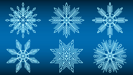 A set of Christmas crystal snowflakes