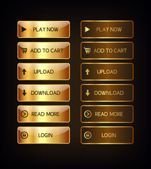 Obraz premium Gold buttons for website. Luxury buttons for web design. Vector illustration