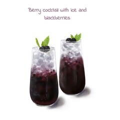Berry cocktail with ice. Pastel illustration