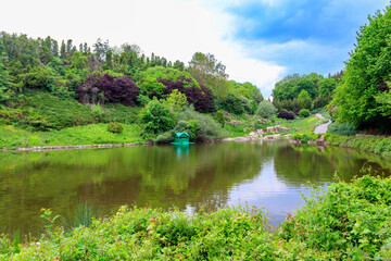 View of pond in Sofiyivka park in Uman, Ukraine