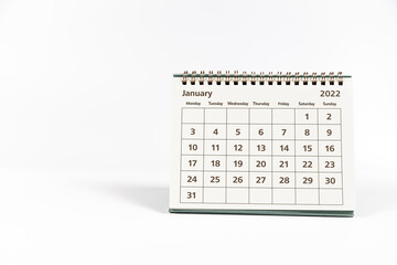 2022 paper calendar month page on white background