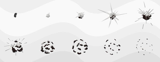 Sprites Of A Black Bean Exploding. Black Grain Explosion Sprite Sheet
