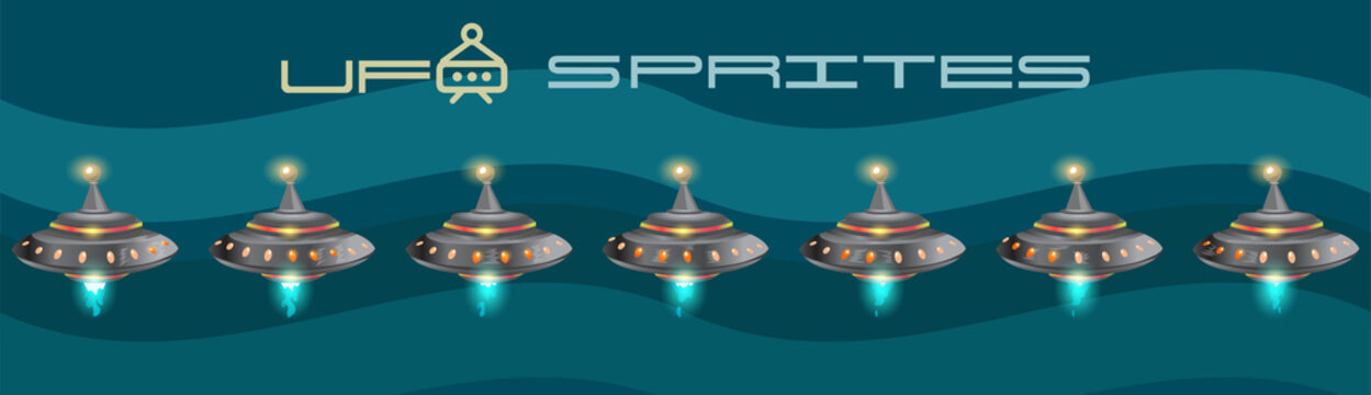 UFO Spaceship Game Sprites. UFO Sprite Sheet Game Assets