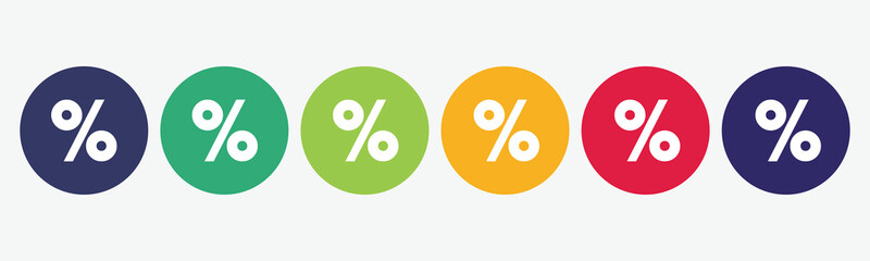 Big set of percent icon isolated on white background.