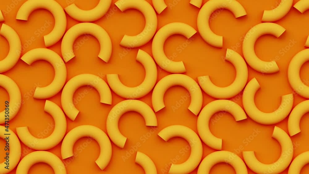 Poster geometric mosaic grid abstract seamless looping hot orange background with round sliced rotating sha