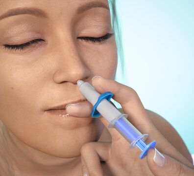 Vaccine Against Alzheimers The Clinical Trial Of A Nasal Spray Is Underway, 3D Illustration