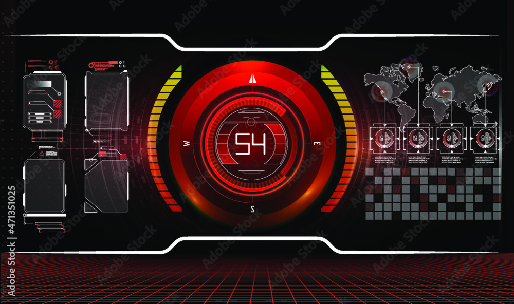 Aufkleber Hud elements,graph.Vector illustration.Head-up display elements for the web. HUD UI GUI futuristic user interface screen elements set. HUD, UI, GUI futuristic user interface screen elements set. 