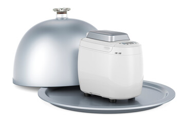 Restaurant cloche with bread making machine, 3D renderin