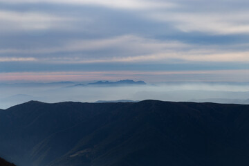 Mountains at sunset on an autumnal day