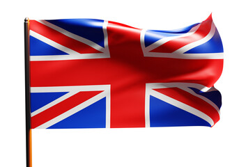 Great Britain flag. State symbol of England on light background. National symbol of United Kingdom. Patriotic United Kingdom banner is evolving. Visualization of British flag. 3d rendering.