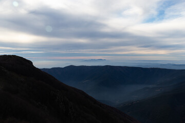 Mountains at sunset on an autumnal day