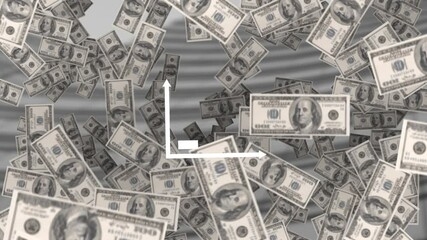 Animation of american dollar bills floating over statistics - Powered by Adobe