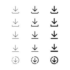 Download line icons set in black, isolated on white background. Load concept. Flat design. Trendy outline minimalistic logo for app, graphic, design, infographic, web, site, ui, ux, dev. Vector EPS 10