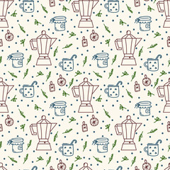 The pattern of home comfort in the Scandinavian style. Background with autumn and winter home elements for textiles. Danish holiday backgrounds of Scandinavia. Vector illustration