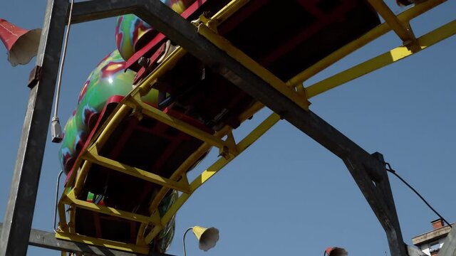 Roller coster rail attractions in the park