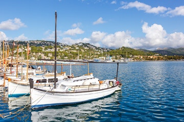 Fototapeta na wymiar Port d’Andratx marina with boats on Mallorca travel traveling holidays vacation in Spain