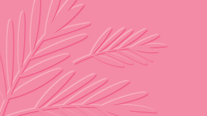 Fototapeta na wymiar Abstract pink background with paper style leaves.