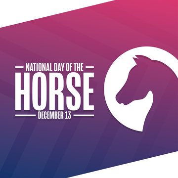 National Day of the Horse. December 13. Holiday concept. Template for background, banner, card, poster with text inscription. Vector EPS10 illustration.