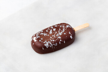 Different cake pops ice creams on white background. Top view.