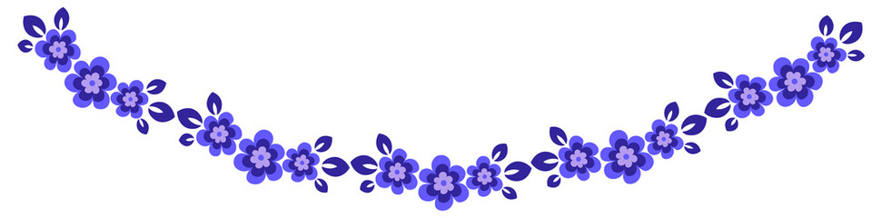 Illustration on a sheet of 4x1 format - stylized flowers with leaves - graphics. Banner for text, gift