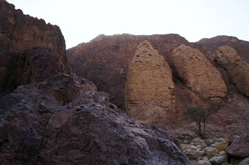 Hiking in twilight in Shehoret mountains, south Israel 