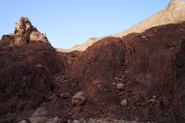 Hiking in twilight in Shehoret mountains, south Israel 