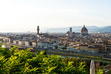 Florence rooftops and cathedral di Santa Maria del Fiore or Duomo, Tuscany region of Italy