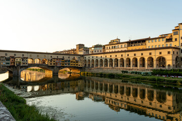 Obraz premium Ponte Vecchio bridge, medieval landmark on Arno river, Florence, Tuscany, Italy