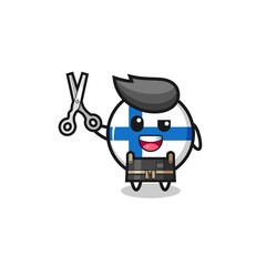 finland flag character as barbershop mascot