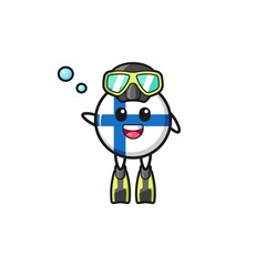 the finland flag diver cartoon character