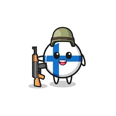 Obraz premium cute finland flag mascot as a soldier