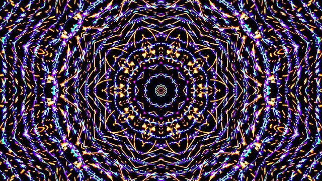 Beautiful abstract kaleidoscope that shines, a radiant light that regulates the subtle movements