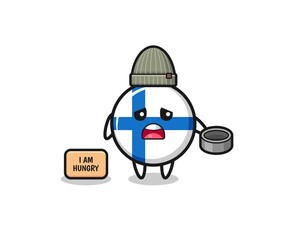 Fototapeta premium cute finland flag beggar cartoon character