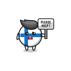 cute finland flag hold the please help banner