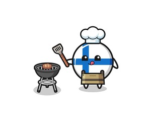 Obraz premium finland flag barbeque chef with a grill