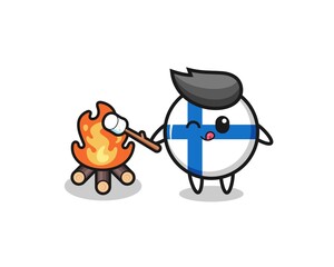 finland flag character is burning marshmallow