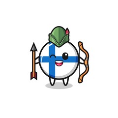 Obraz premium finland flag cartoon as medieval archer mascot