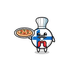 finland flag character as Italian chef mascot