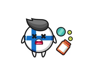 illustration of overdose finland flag character