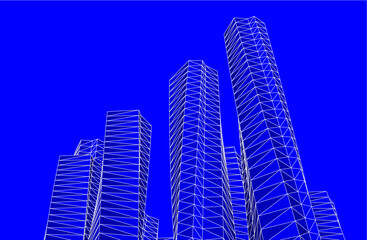 Fototapeta premium modern architecture digital drawing