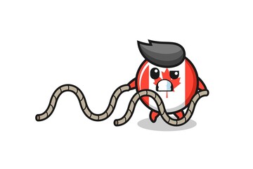illustration of canada flag doing battle rope workout