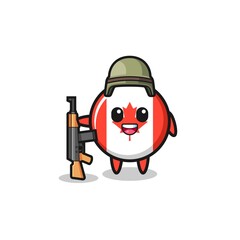 cute canada flag mascot as a soldier
