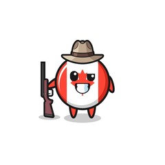 canada flag hunter mascot holding a gun