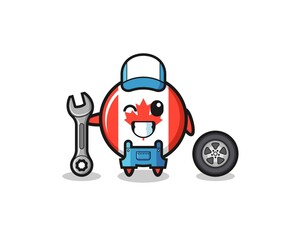 the canada flag character as a mechanic mascot