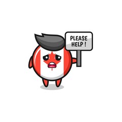 cute canada flag hold the please help banner